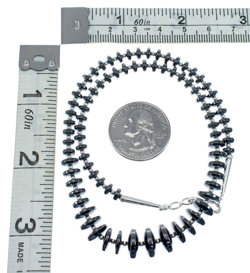 Hematite Genuine Sterling Silver Southwest Bead Necklace JX128473